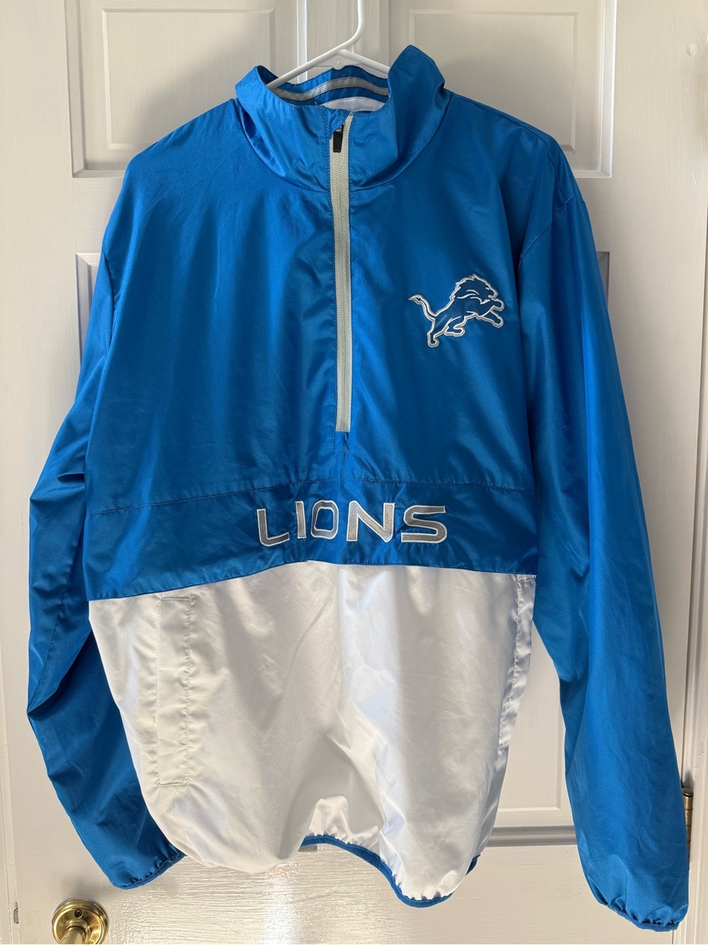 Detroit Lions NFL Official Men's Quarter-Zip Windbreaker Pullover Sz Extra Large